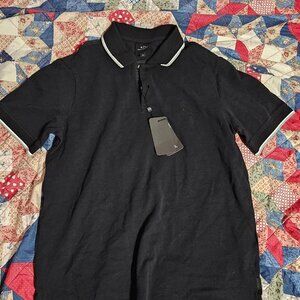 Armani Exchange AX Mens Polo T-Shirt Solid Black Medium New With Tags NWT
